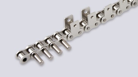 Roller chain with attachments
